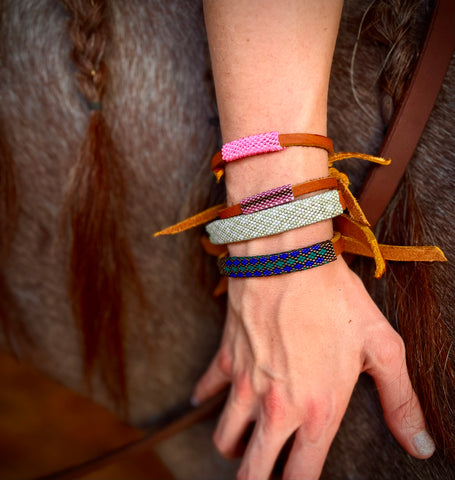 Cowpony Cuffs {hand beaded} by me